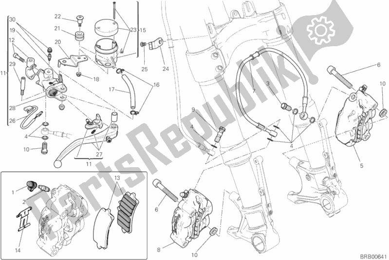 All parts for the Front Brake System of the Ducati Monster 1200 R USA 2018